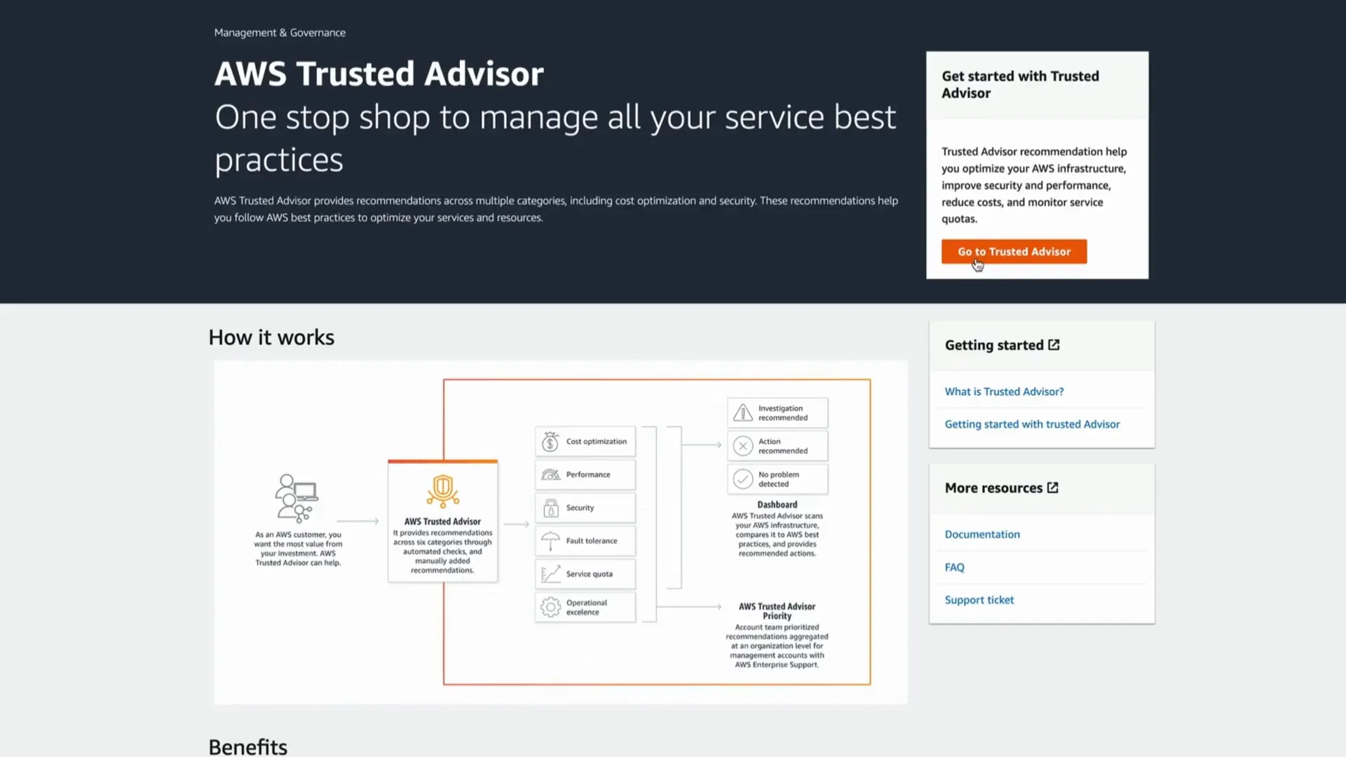 שירות AWS Trusted Advisor